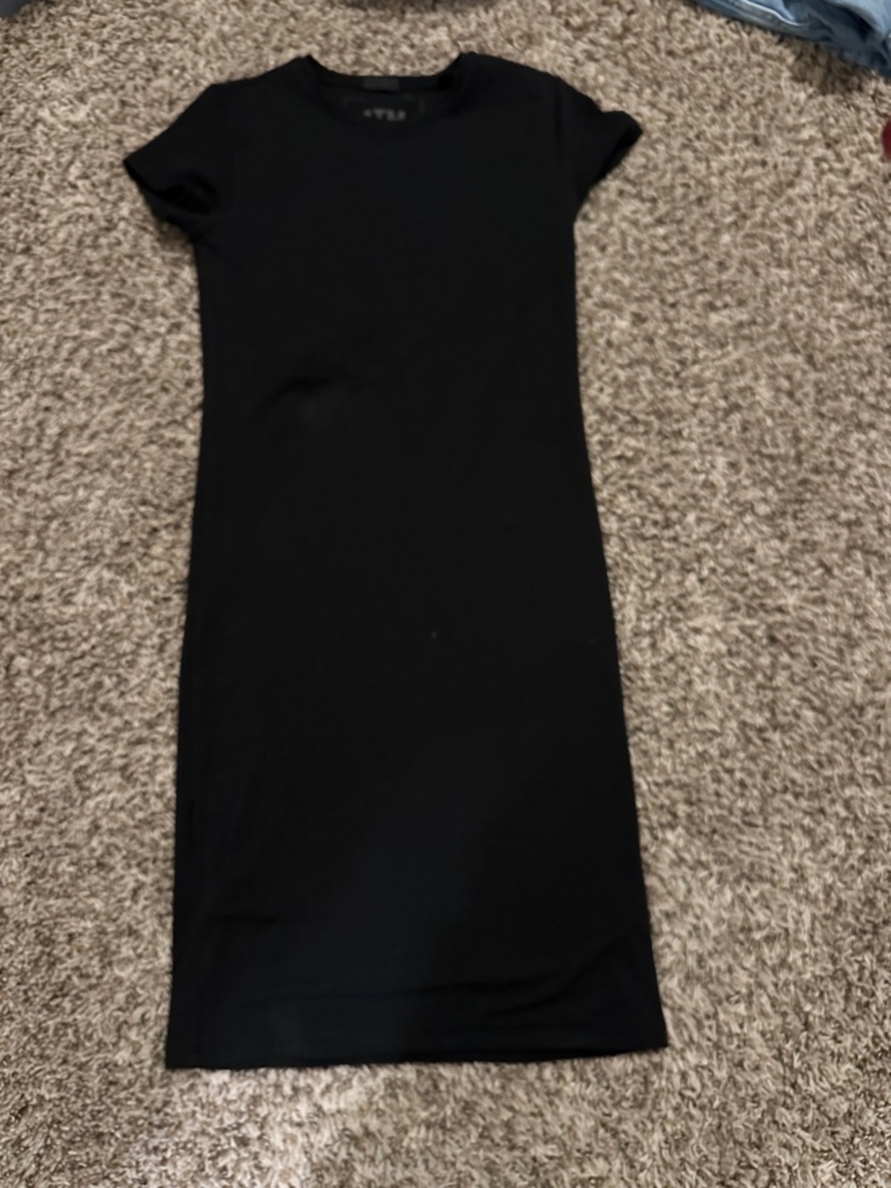 ATM Anthony Thomas Melillo Black Midi T-Shirt Dress